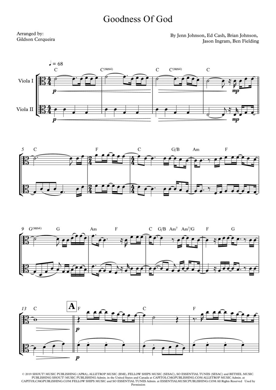 Goodness Of God String Duet scores gallery preview page 1