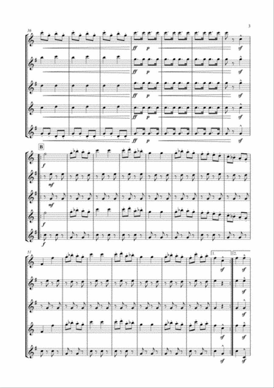 Galop Infernal (Can Can) for Saxophone Quintet Saxophone Quintet scores gallery preview page 4