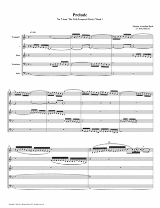 Prelude 07 from Well-Tempered Clavier, Book 1 (Brass Quintet)