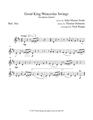 Good King Wenceslas Swings (easy sax quintet AATTB) Baritone Sax part