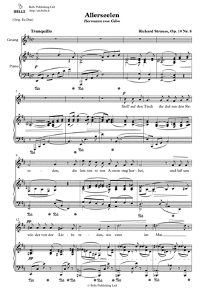 Book cover for Allerseelen, Op. 10 No. 8 (D Major)