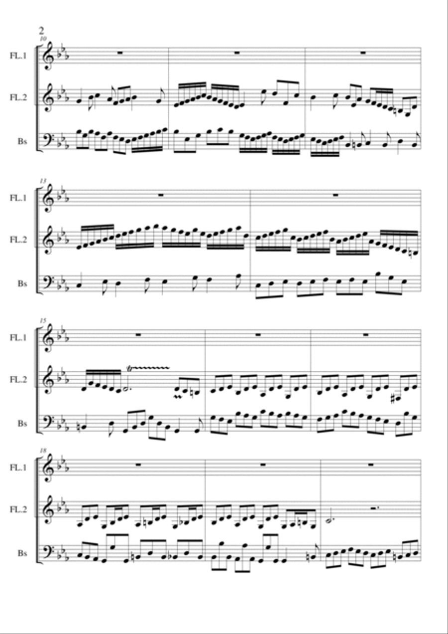 Pastoral in 3 voices for 2 Flutes and Bassoon Bassoon scores gallery preview page 2