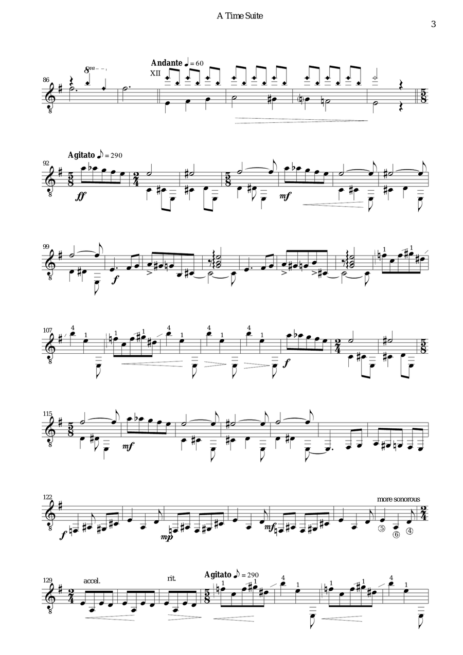 A time suite for guitar solo Classical Guitar scores gallery preview page 3