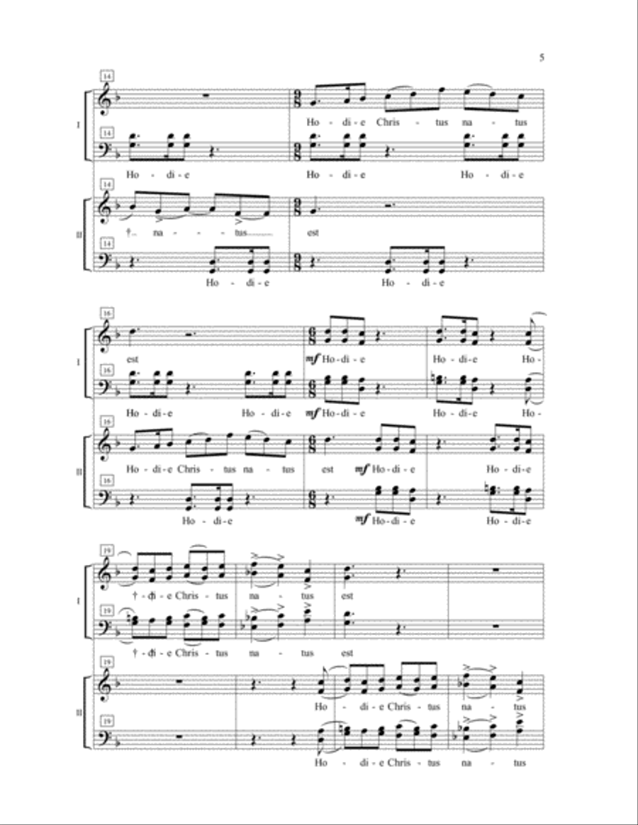 Hodie Christus Natus Est 4-Part scores gallery preview page 4