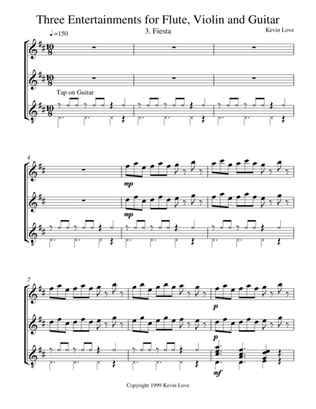 Book cover for Three Entertainments (Flute, Violin and Guitar) - Fiesta - Score and Parts