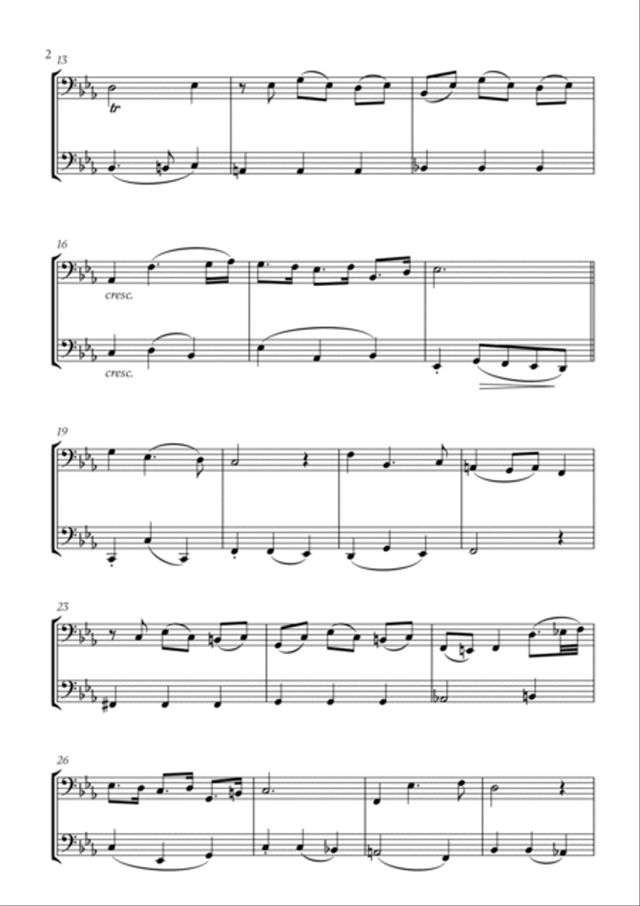 Johann Sebastian Bach - Bist du bei Mir (BWV 508) (for Bassoon and Trombone) Trombone Duet scores gallery preview page 2