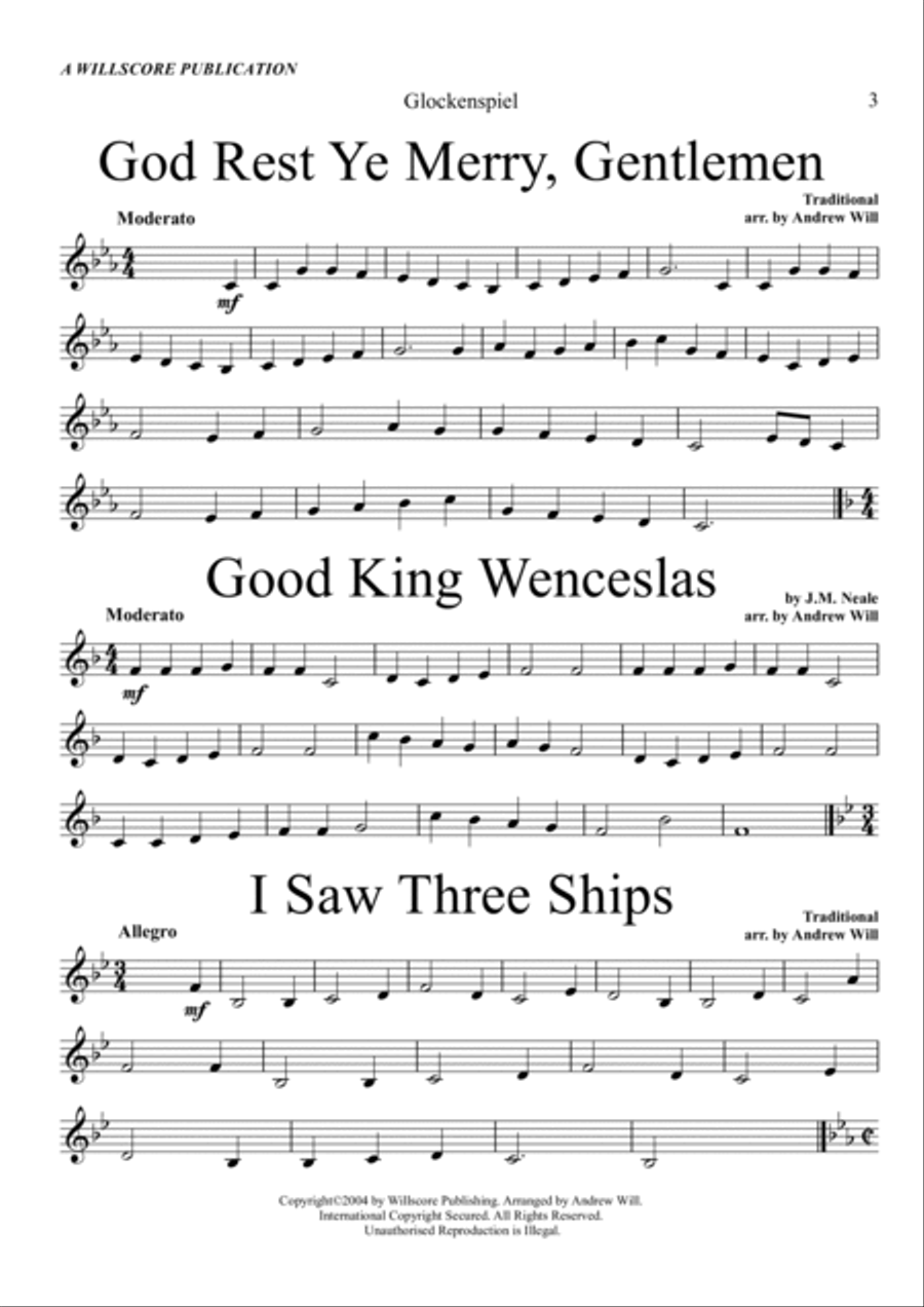 Christmas Carol Selections - Glockenspiel/Xylophone Piano scores gallery preview page 3