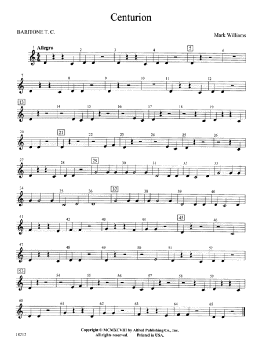 Centurion: Baritone T.C. Concert Band scores gallery preview page 1