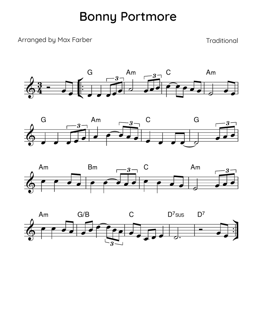 Bonny Portmore Easy Piano scores gallery preview page 1