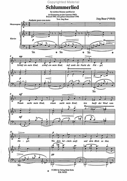 Sechs frühe Lieder für Singstimme und Klavier (1938-1949)