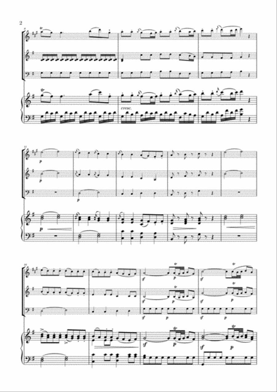 Eine Kleine Nachtmusik for Clarinet, Violin, Cello and Piano Acoustic Guitar scores gallery preview page 2