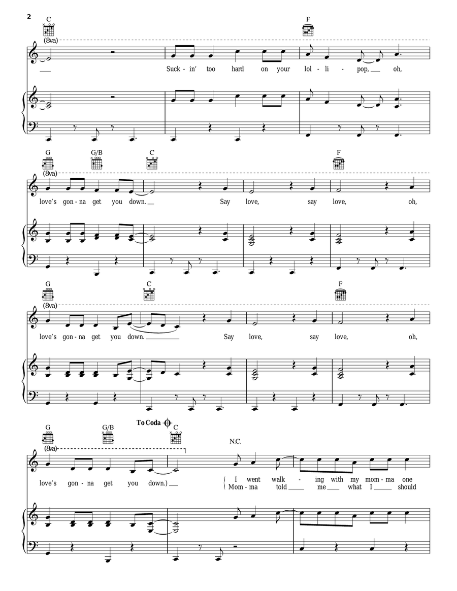 Lollipop Piano, Vocal, Guitar scores gallery preview page 2