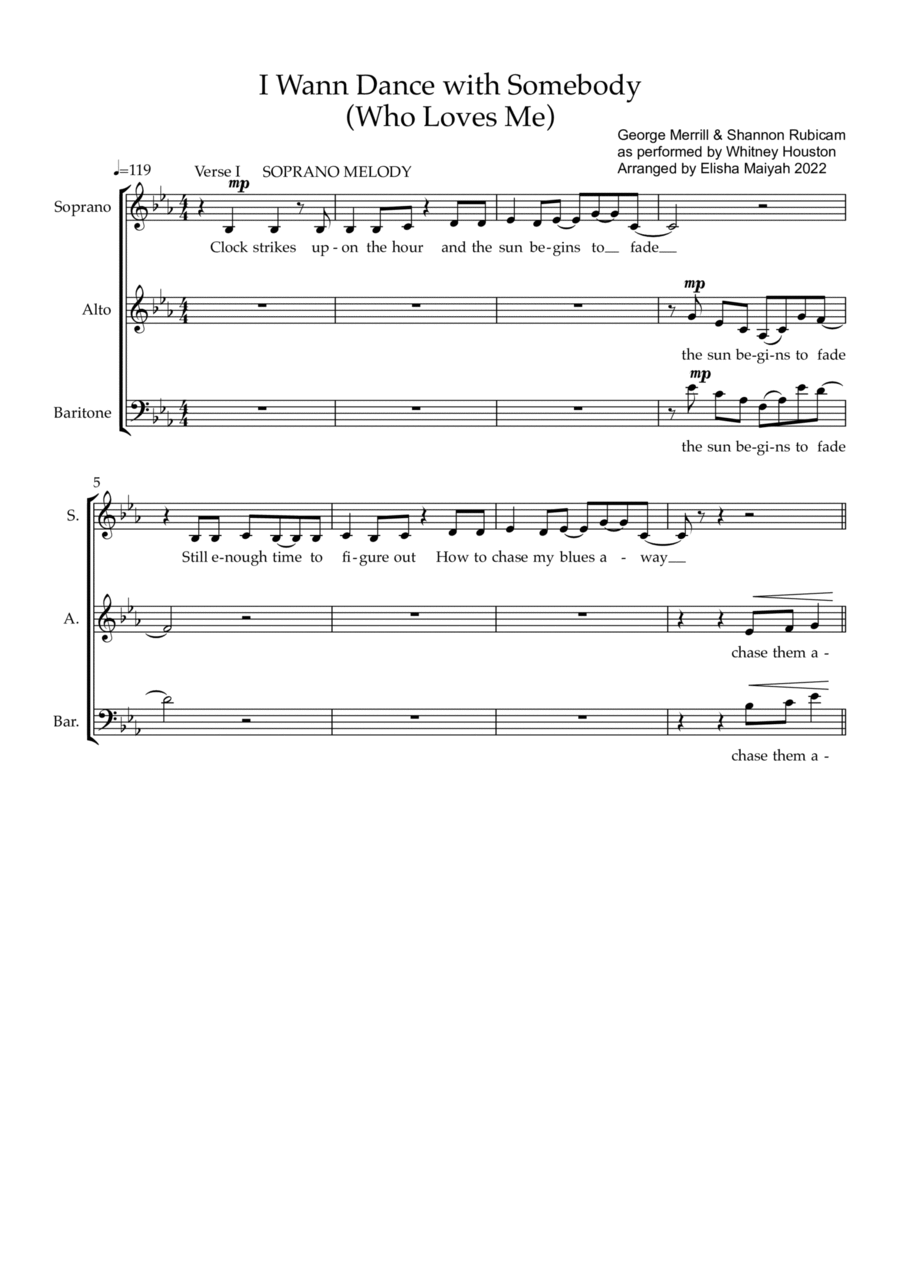 I Wanna Dance With Somebody 3-Part scores gallery preview page 1