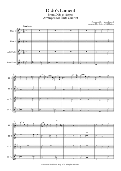 Dido's Lament arranged for Flute Quartet image number null
