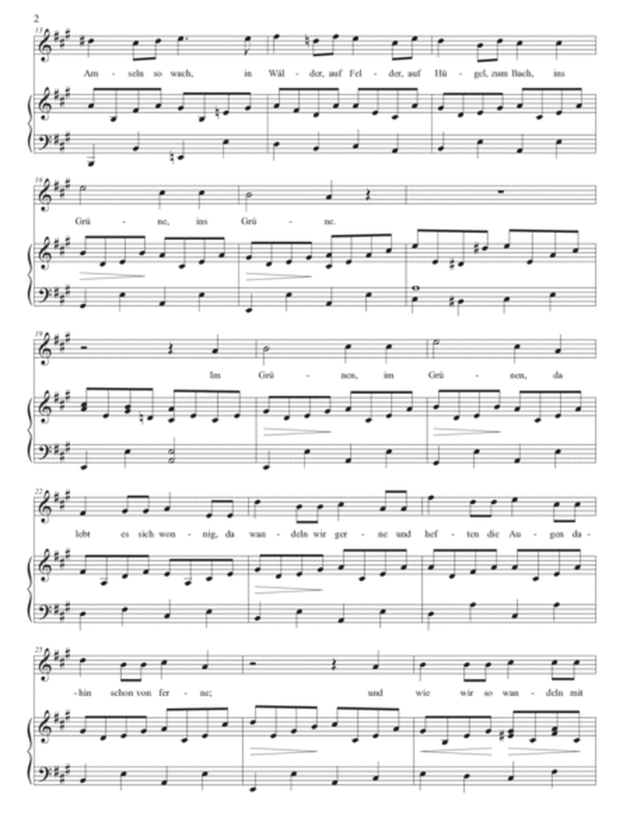 SCHUBERT: Franz Schubert: Das Lied im Grünen, D. 917 (transposed to A major)