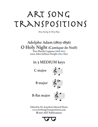 Book cover for ADAM: O Holy night (in 3 medium keys: C, B, B-flat major)