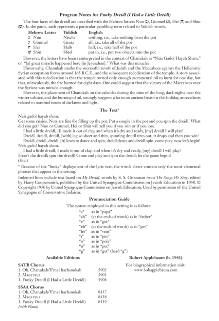 Funky Dreidl (I Had a Little Dreidl) SSAA scores gallery preview page 2