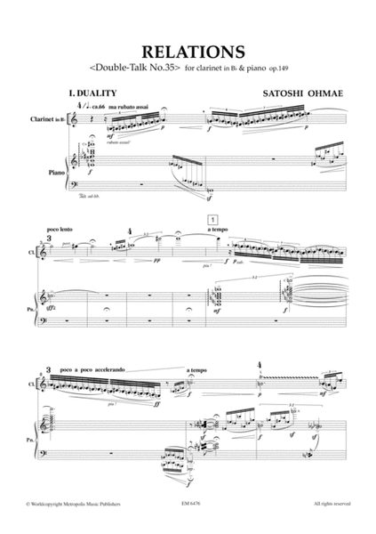 Relations for Clarinet and Piano