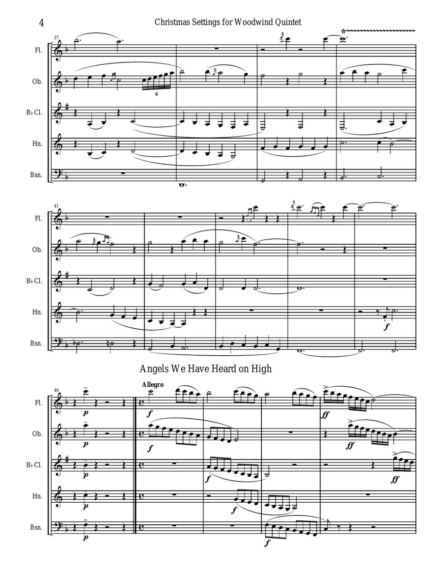 Christmas Settings for Woodwind Quintet Woodwind Quintet scores gallery preview page 4