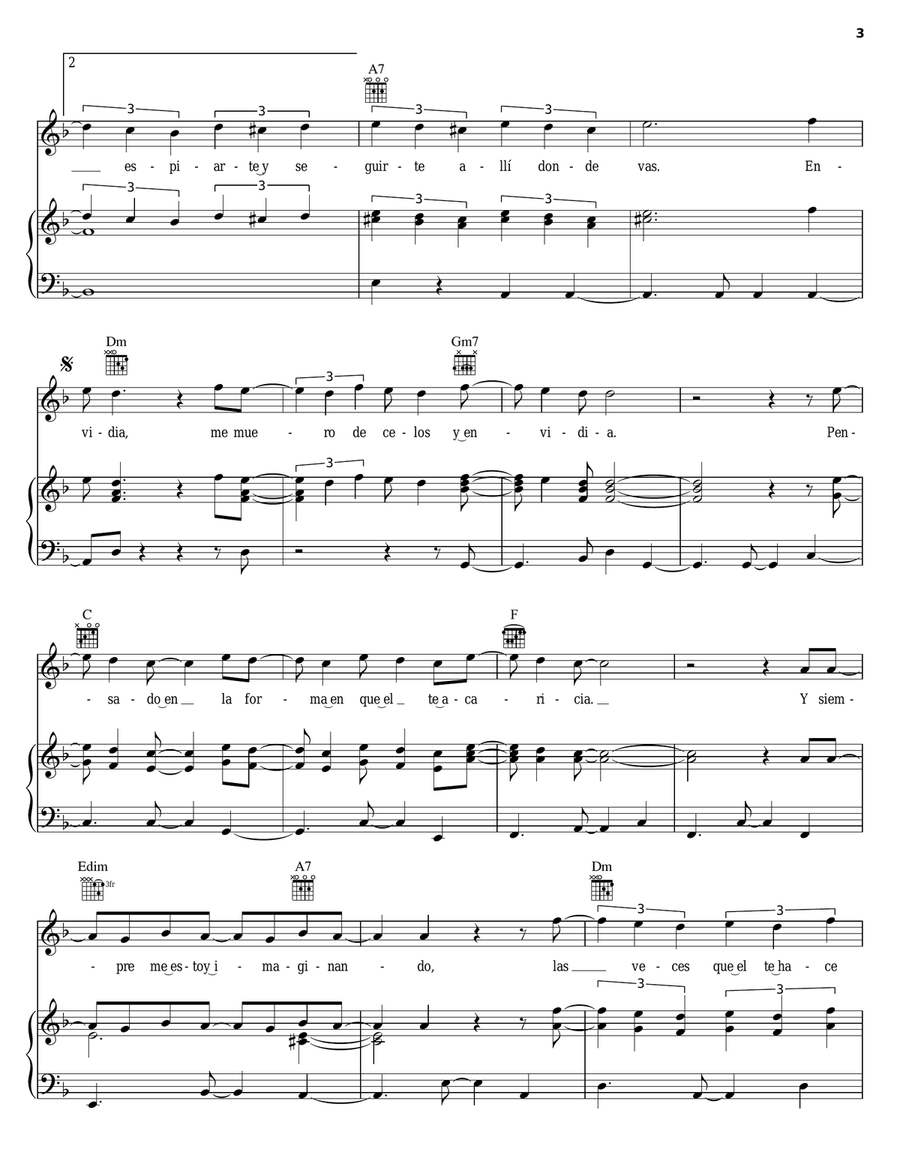 Celos Celos Piano, Vocal, Guitar scores gallery preview page 3
