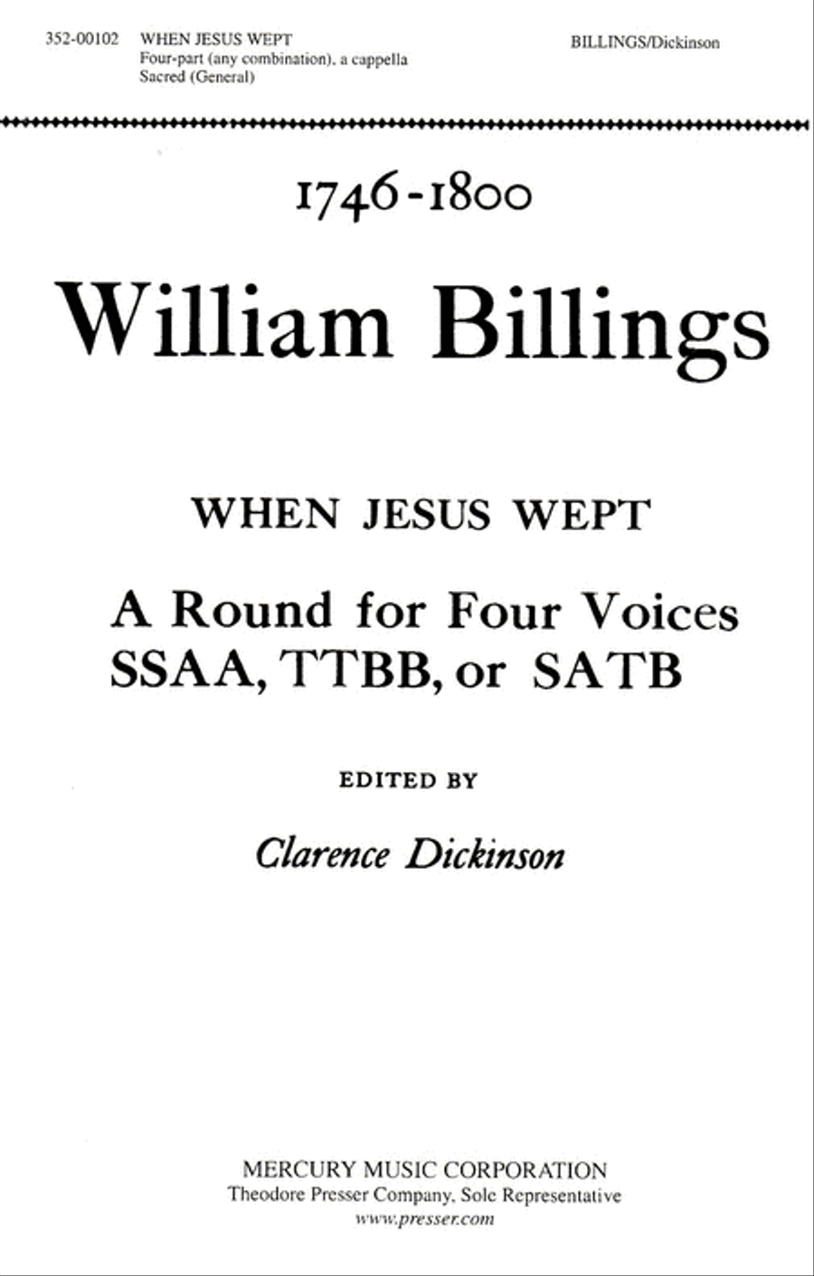 When Jesus Wept 4-Part scores gallery preview page 1