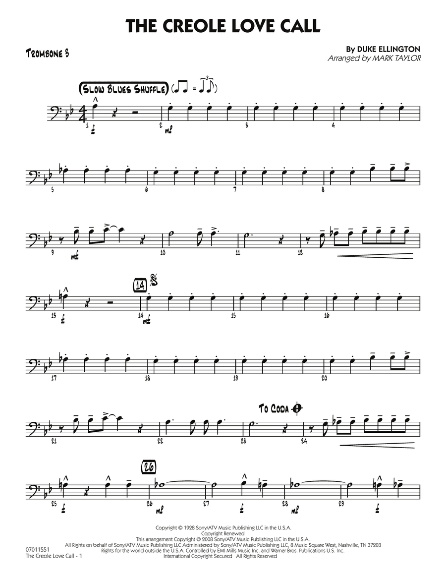 The Creole Love Call - Trombone 3 Trombone scores gallery preview page 1