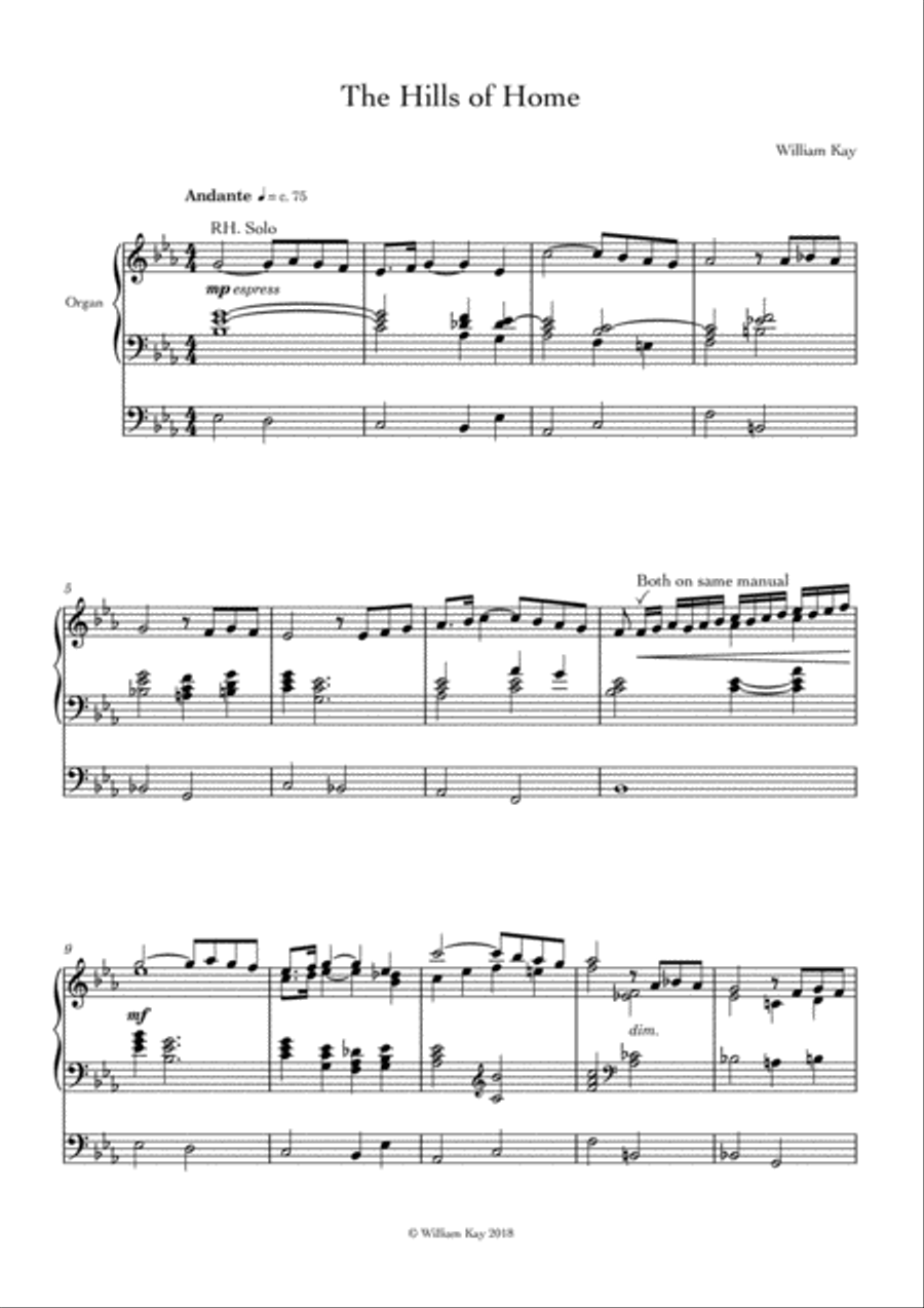 The Hills of Home The Hills of Home Organ Solo scores gallery preview page 1