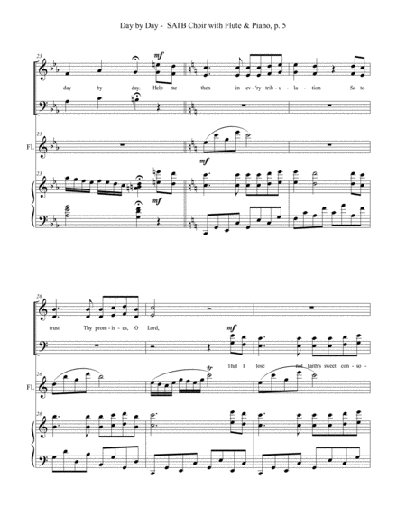 DAY BY DAY (SATB Choir with Flute & Piano - Score & Parts included) image number null