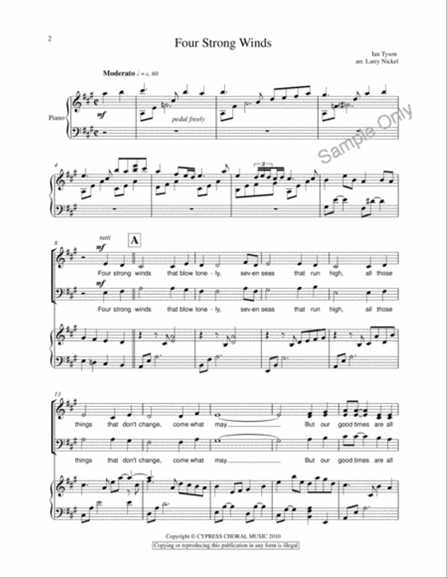 Four Strong Winds 4-Part scores gallery preview page 2