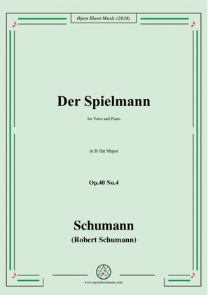 Schumann-Der Spielmann Op.40 No.4,in B flat Major,for Voice and Piano