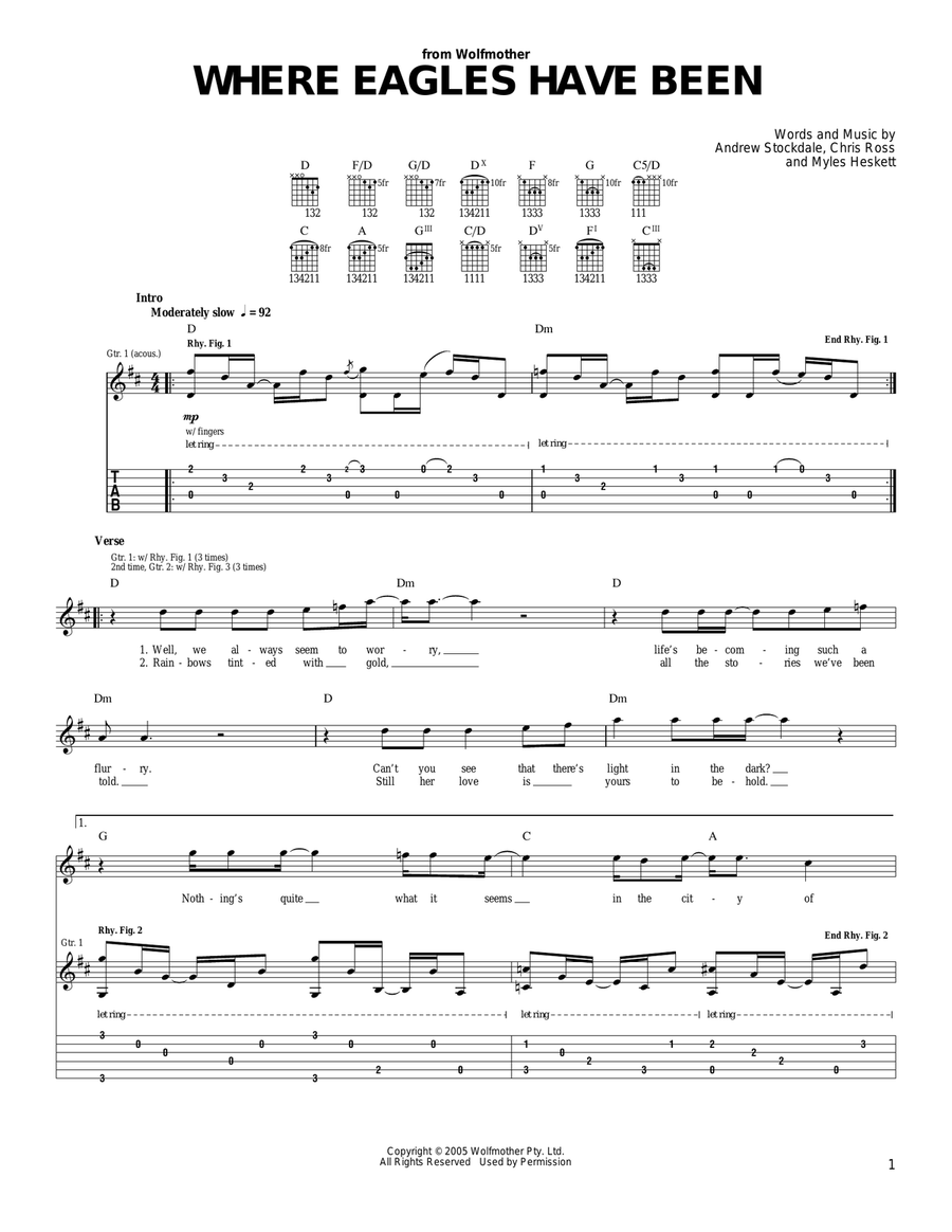Where Eagles Have Been Acoustic Guitar scores gallery preview page 1