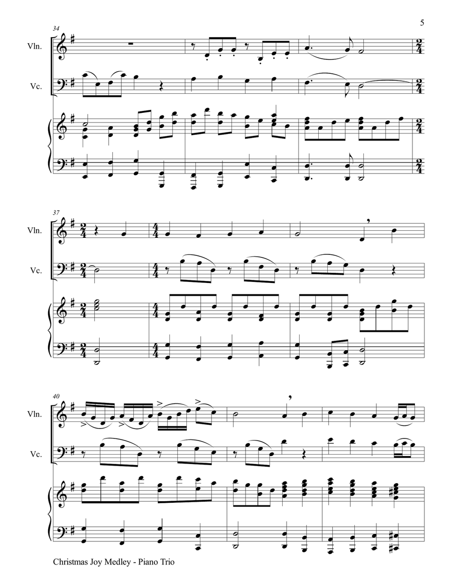 CHRISTMAS JOY MEDLEY (Trio – Violin, Cello & Piano with Parts) Piano Trio scores gallery preview page 6