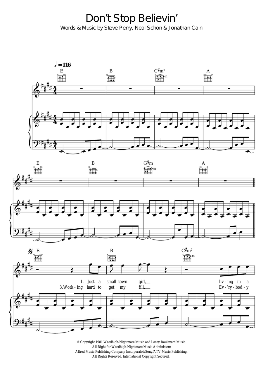 Don't Stop Believin' Don't Stop Believin' Guitar scores gallery preview page 1