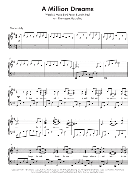 A Million Dreams from The Greatest Showman (Late Intermediate Piano) image number null