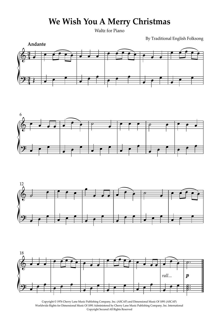 We Wish You A Merry Christmas Piano Solo scores gallery preview page 1