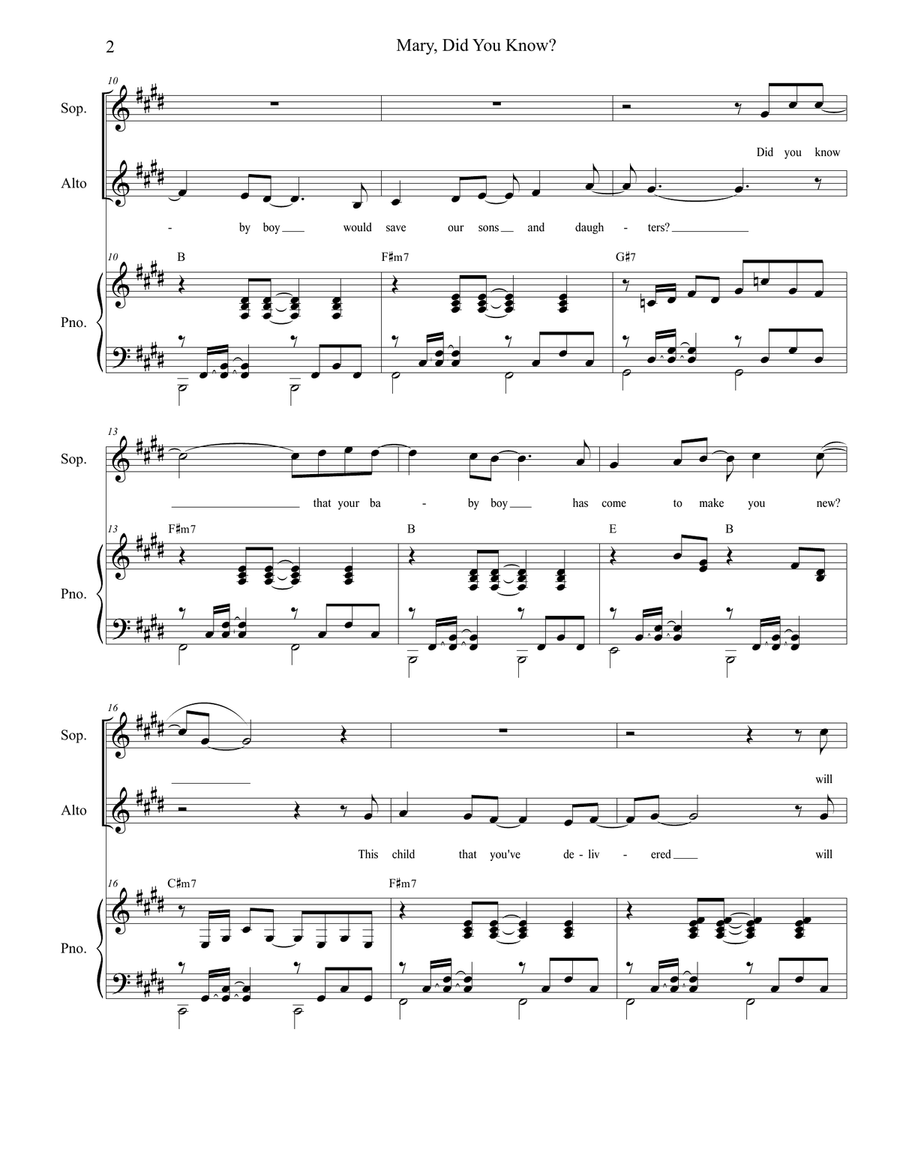 Mary, Did You Know? Piano scores gallery preview page 2