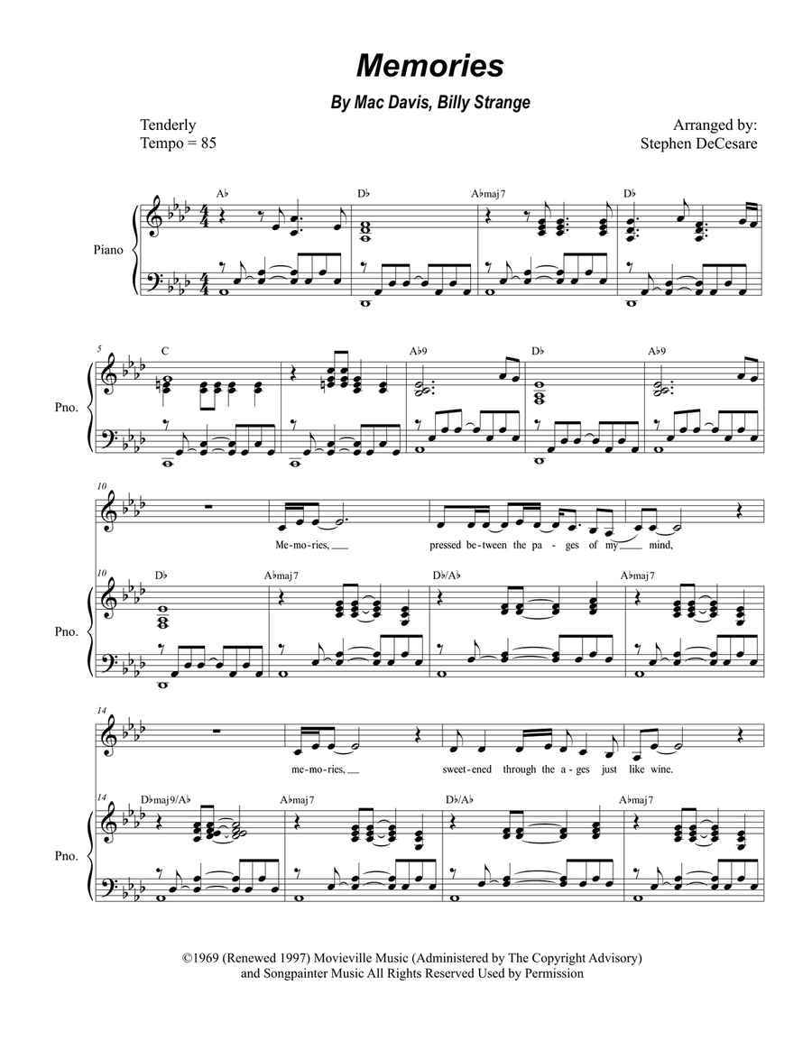 Memories Memories Piano, Vocal scores gallery preview page 1