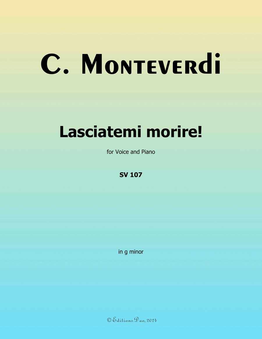 Lasciatemi morire! by Monteverdi, in g minor Piano, Vocal scores gallery preview page 1