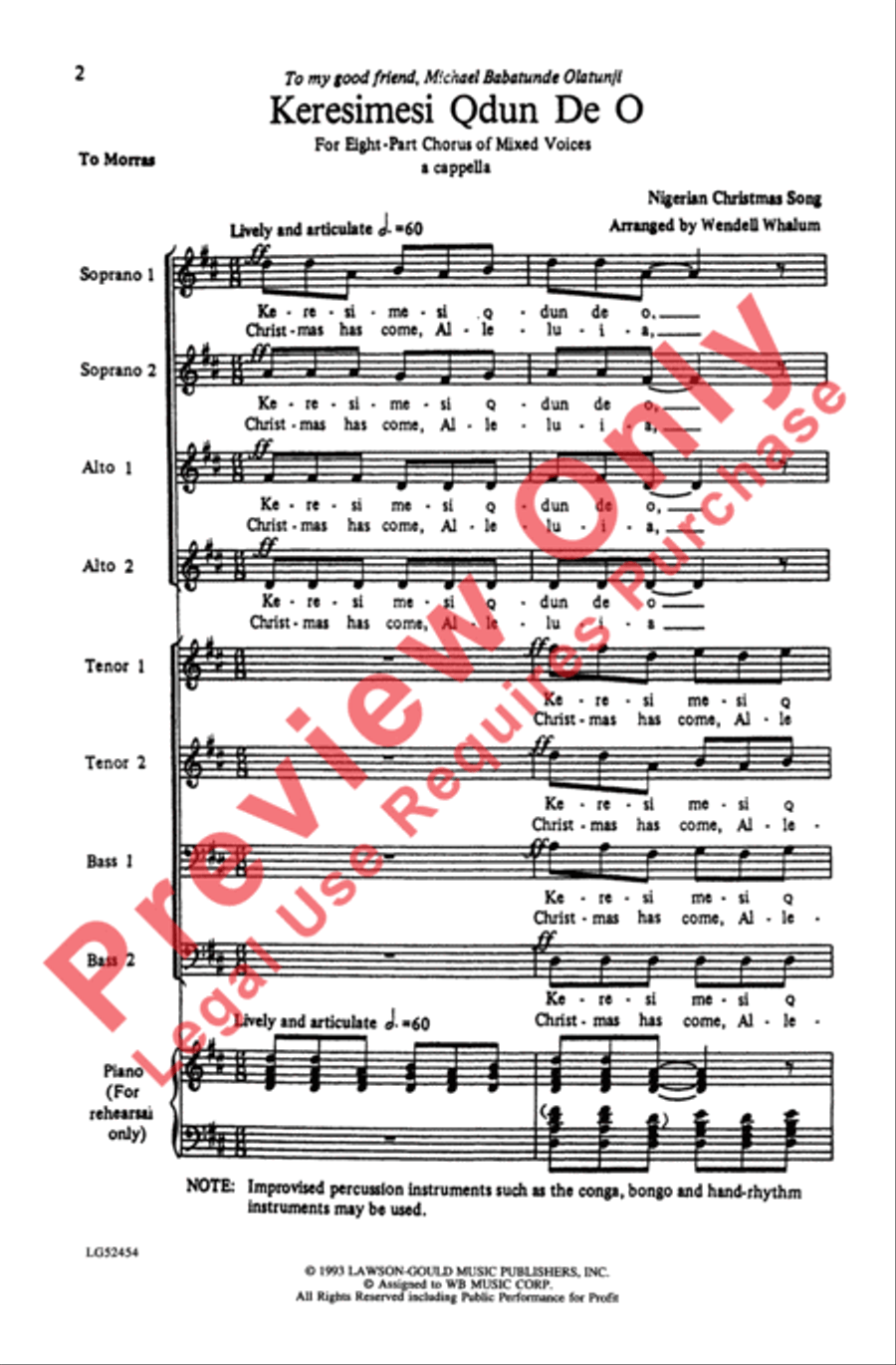 Keresimesi Qdun De O Keresimesi Qdun De O 4-Part scores gallery preview page 2