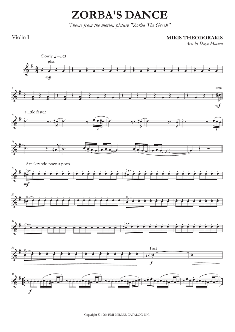 Zorbas Dance Zorbas Dance String Quartet scores gallery preview page 1