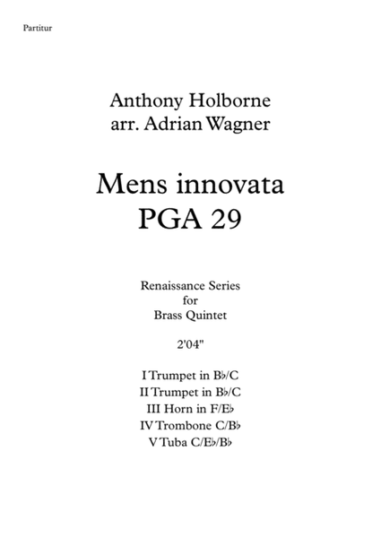 Mens innovata PGA 29 (Anthony Holborne) Brass Quintet arr. Adrian Wagner image number null