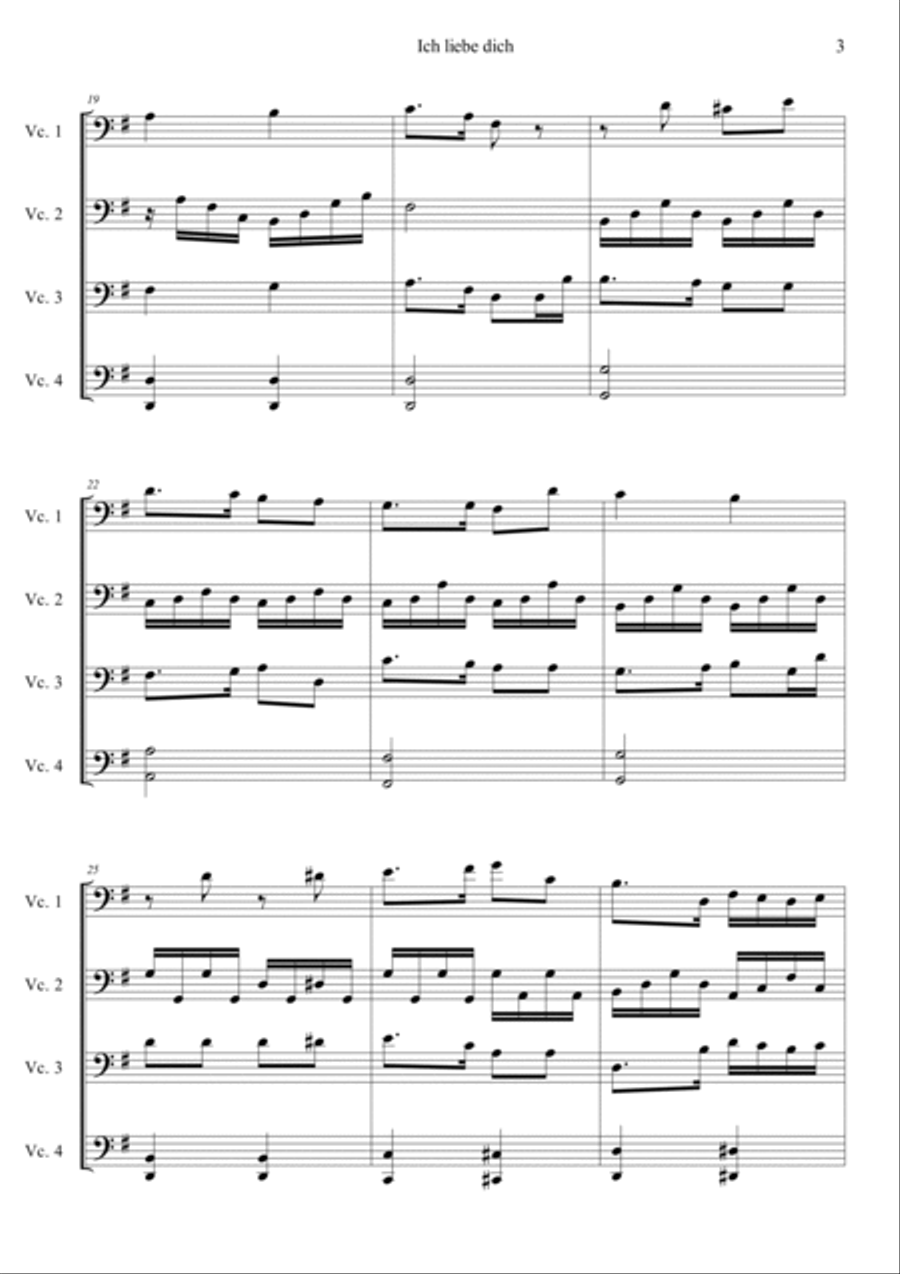 Ich Liebe Dich Cello scores gallery preview page 3