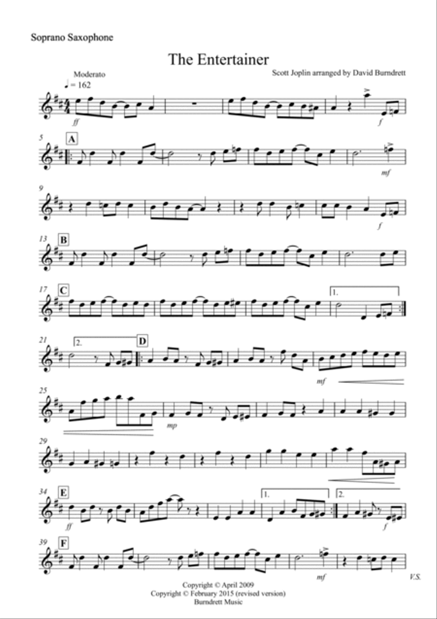 The Entertainer for Saxophone Quartet The Entertainer for Saxophone Quartet Saxophone Quartet scores gallery preview page 6