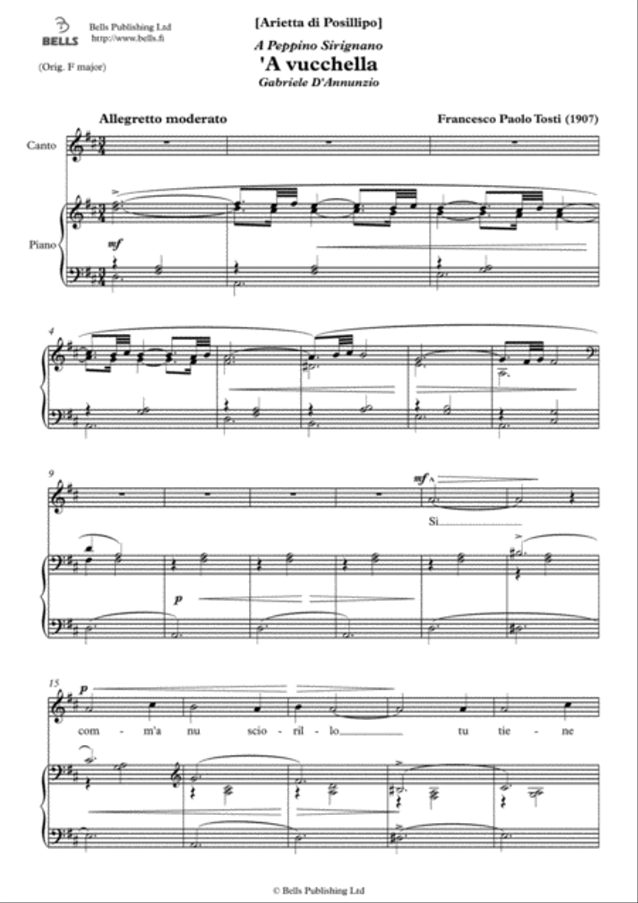 A vucchella (D Major) A vucchella (D Major) Voice Solo scores gallery preview page 1