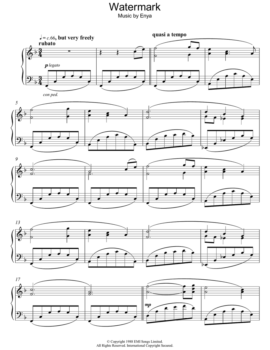 Watermark Piano Solo scores gallery preview page 1
