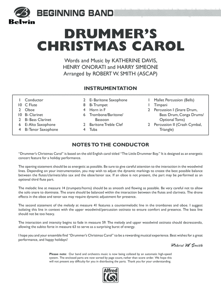 Drummer's Christmas Carol: Score