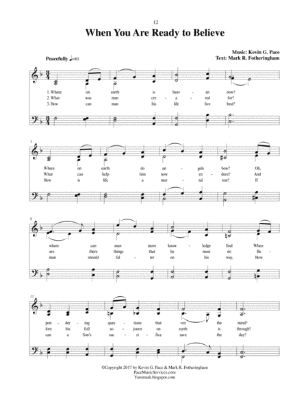 When You Are Ready to Believe - an original hymn for SATB voices image number null
