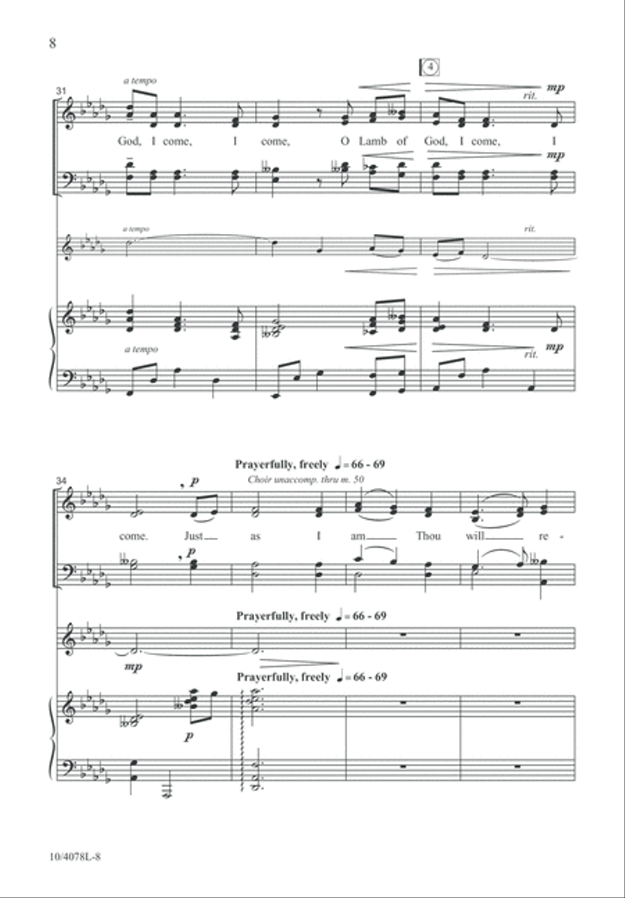 Just As I Am, I Come 4-Part scores gallery preview page 9