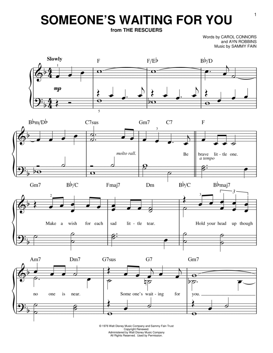 Someone's Waiting For You Easy Piano scores gallery preview page 1