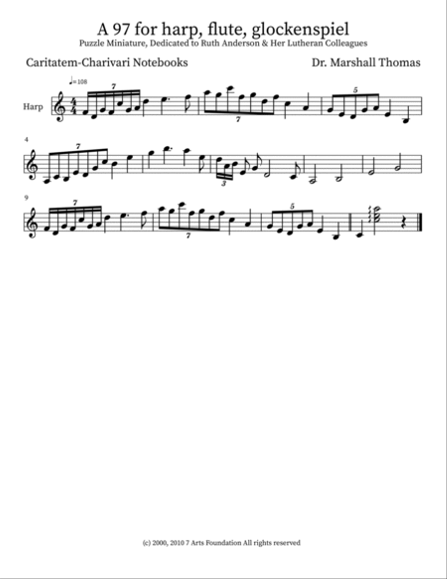 A 97 for harp, flute, glockenspiel Small Ensemble scores gallery preview page 3
